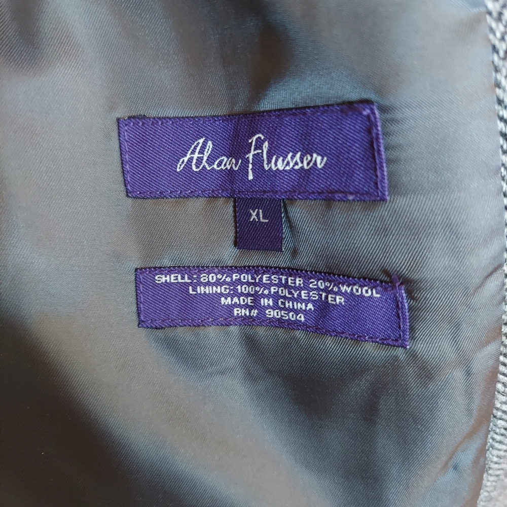 Alan Flusser Gray Blue Patchwork Wool Poly Tweed … - image 2